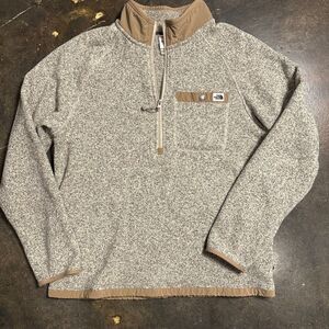 The North Face 1/4 Zip Sweater Pullover Mens Large Beige Heather Fleece